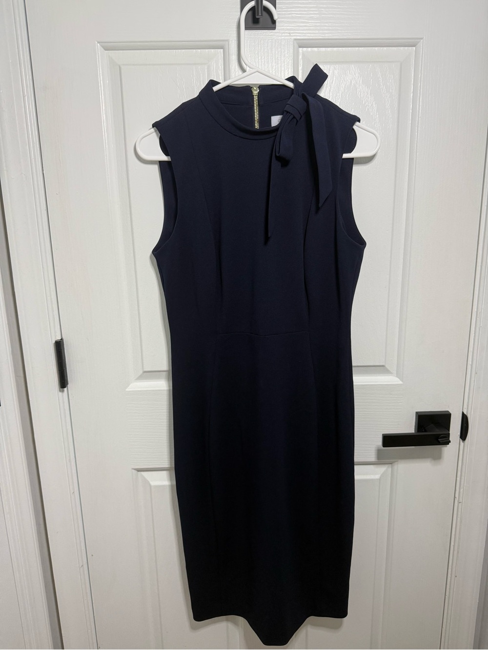 Calvin Klein Navy Sleeveless Bow-Neck Dress